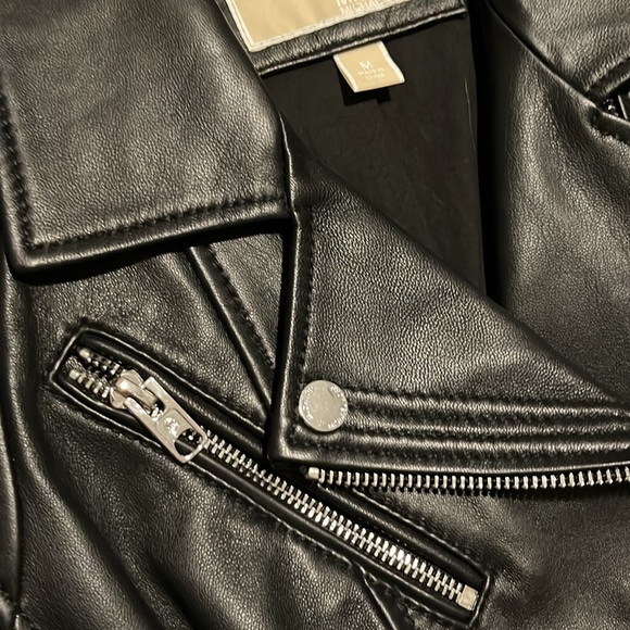 NWOT Michael Kors Black Moto Leather Jacket Medium - Picture 7 of 8